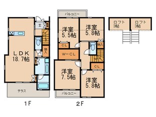 宝塚雲雀丘タウンハウス1の物件間取画像